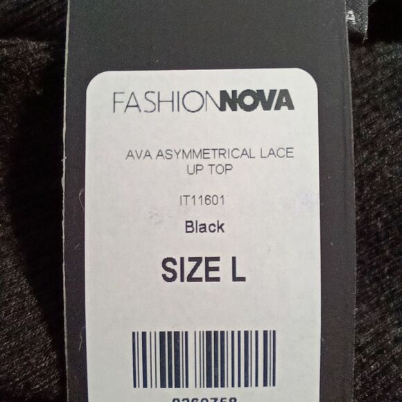 Fashion Nova Ava Asymmetrical Lace Up Top NEW Women's L  Goth Emo Grunge Punk - Picture 8 of 11